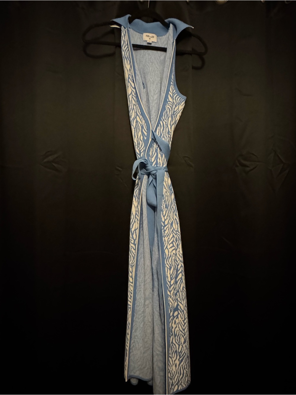 Sleeveless Blue Patterned Wrap Maxi Dress
